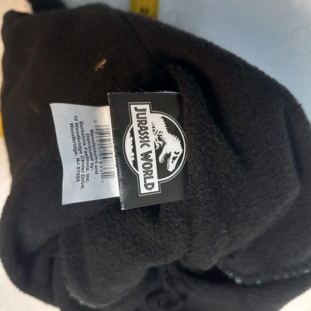 Jurassic Park World Black Knit Beanie Hat Dinosaur Logo Embroidered Winter Cap